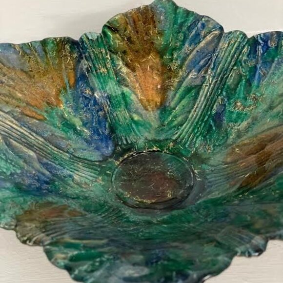 Vintage French Laque Line Lacquered Glass Bowl -Hand Made in France - Picture 5 of 8